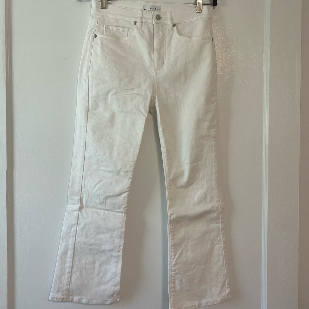 Loft Kick Crop White Jeans